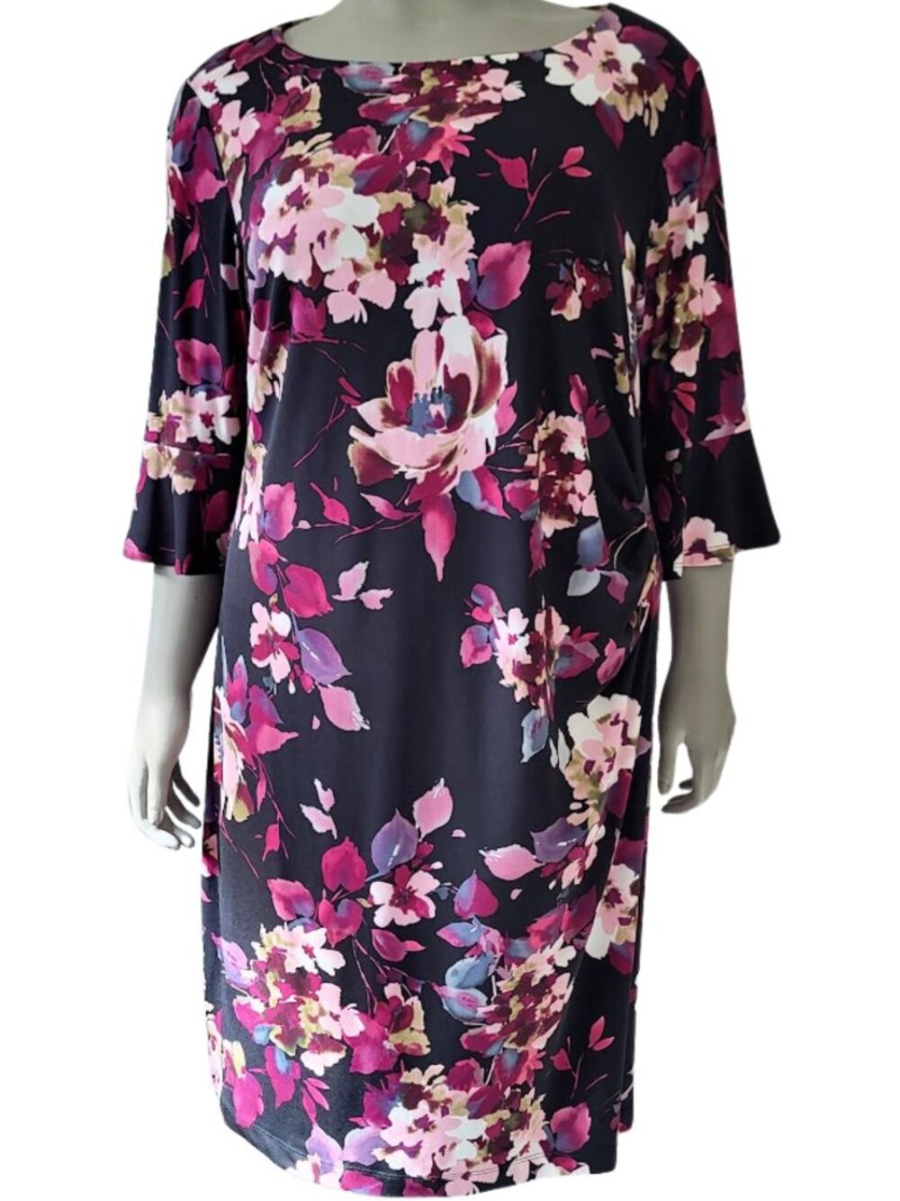 CONNECTED APPAREL NWT Black & Magenta Floral Dress - Women's Plus Size 20 W